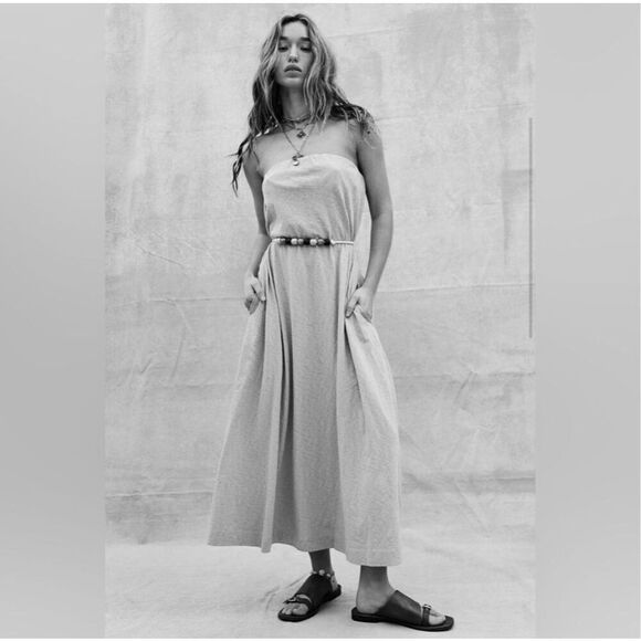 NWOT Free People Maxi Strapless Dress Beaded Detachable Belt Size XS - Picture 1 of 7